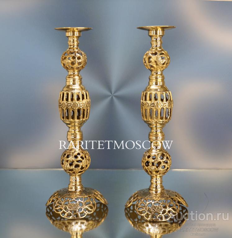 Подсвечник старинный антикварный пара бронза латунь Англия 15