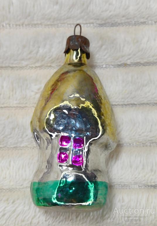 Елочная новогодняя игрушка стекло СССР Домик дом