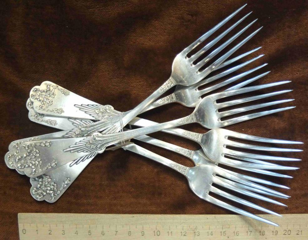 серебряные вилки 6 шт, серебро 84 проба, Императорская Россия