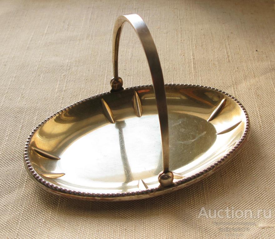 Вазочка, серебро 875 проба, позолота, 1958г., Таллин, 105.3 грамма, 160х110мм.