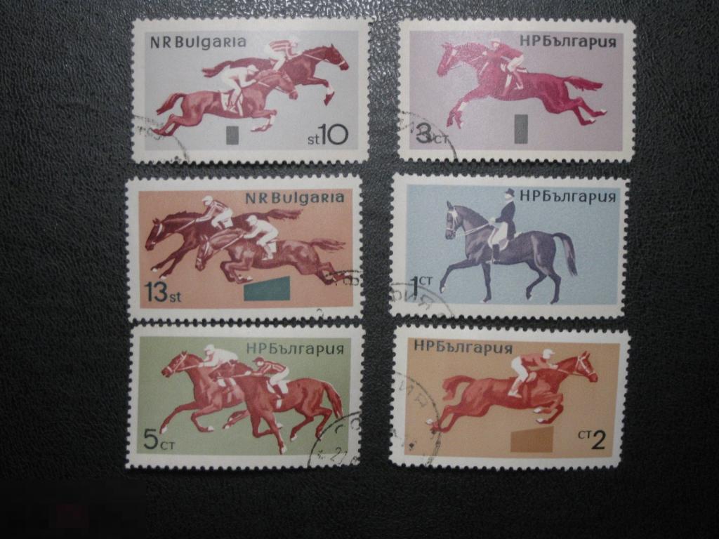 Болгария 1965 Фауна Лошади Кони Скачки 6 марок полная серия