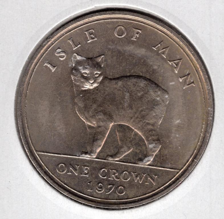 1 крона - Остров Мэн - 1970 - Бесхвостая кошка - KM#18