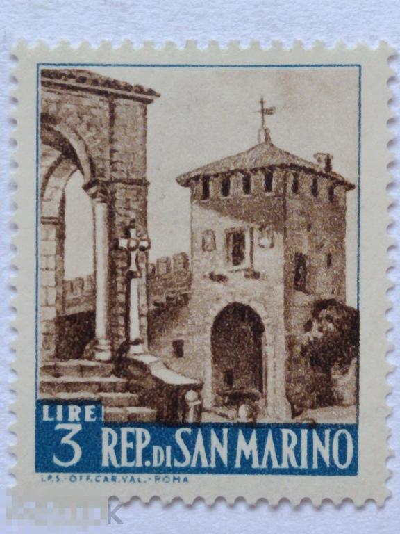 Сан Марино 1957 Городские пейзажи марка 3 из серии клей
