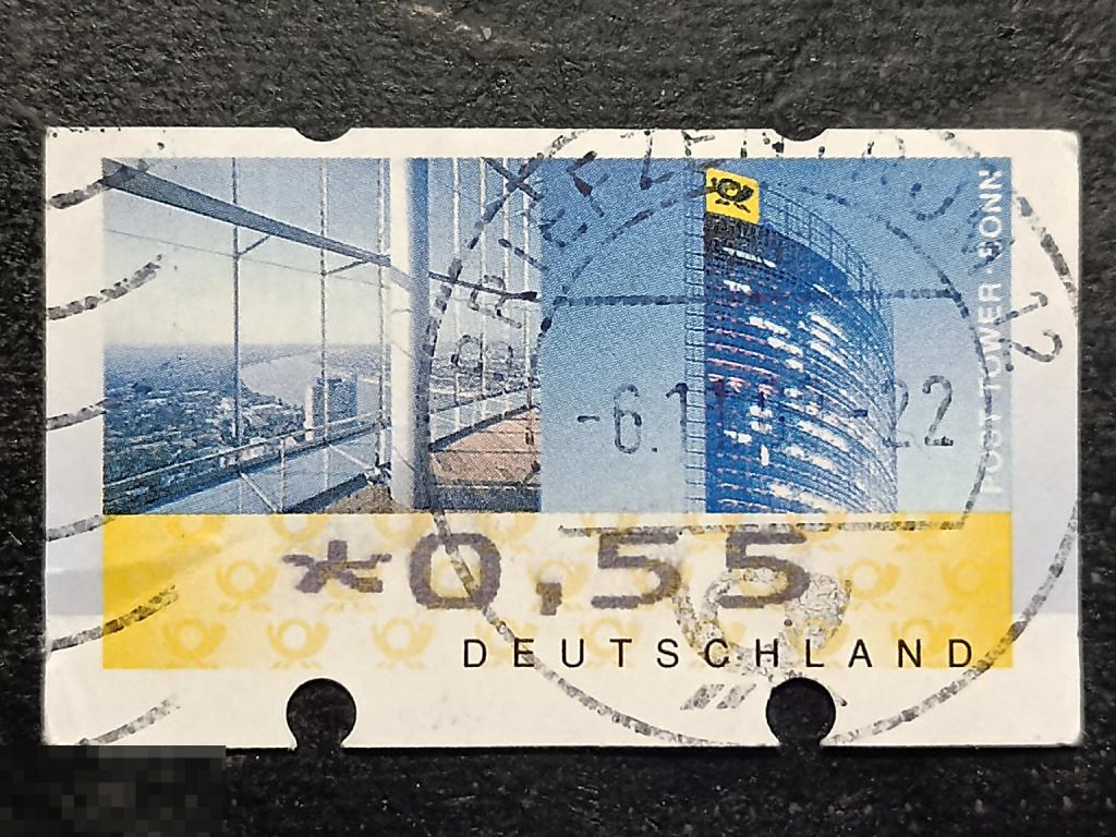 Германия ФРГ 2008 2010 2013 Почтовая башня Бонн марка банкомата АТМ 0.55