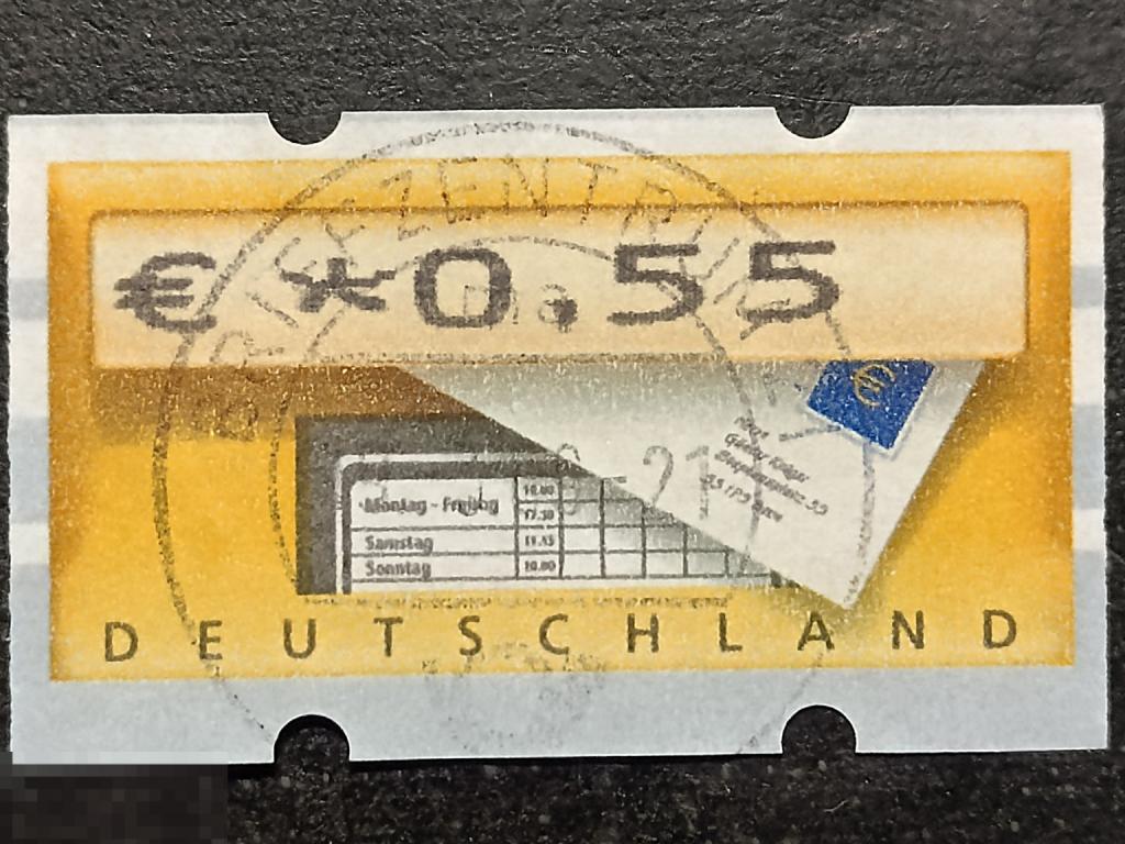 Германия ФРГ 2002 Почтовый ящик Письмо марка банкомата АТМ 0.55