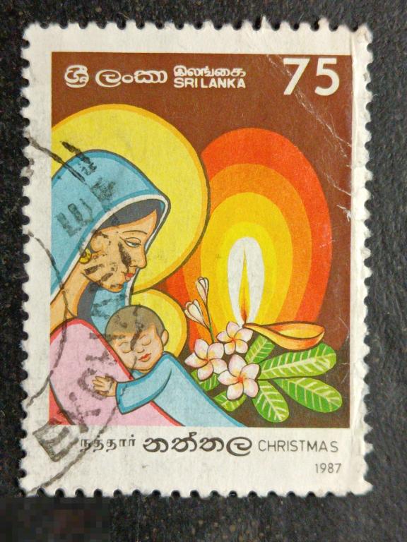 Шри-Ланка 1987 Рождество Мадонна с младенцем марка 0.75 из серии