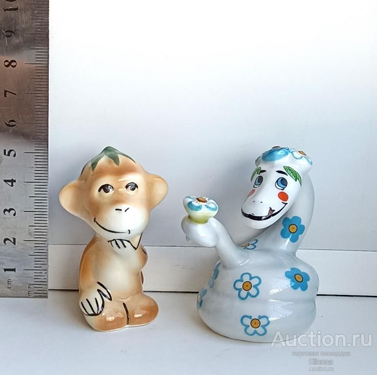 Москва Фарфоровая статуэтка мультфильм 38 попугаев Мартышка удав обезьянка змея символ года