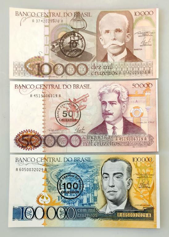 Бразилия набор банкнот 1986 года. UNC