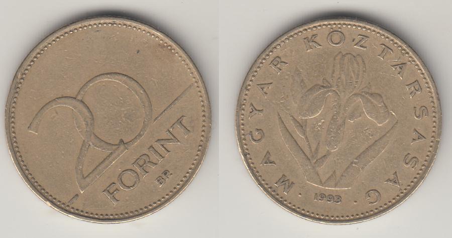 Венгрия 20 форинтов 1993 М