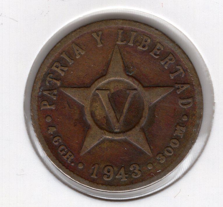 5 сентаво - Куба - 1943 - KM#11.3а