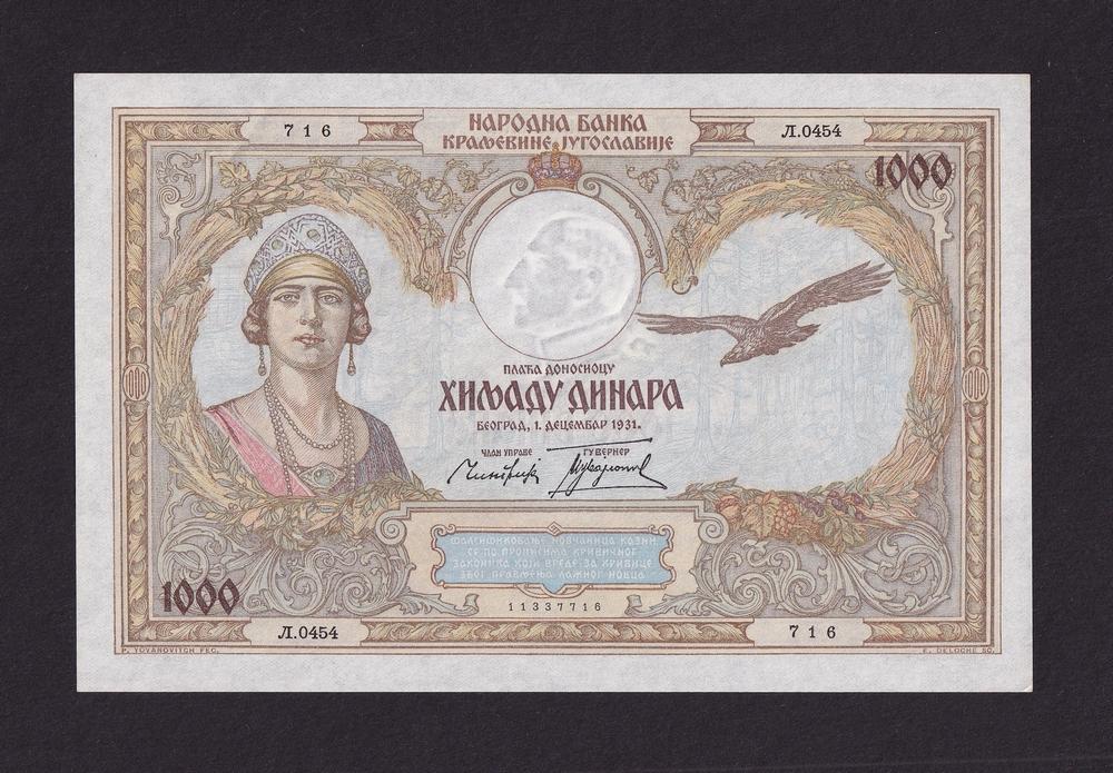 Югославия 1931г 1000 Динар UNC (Pick 29) 716