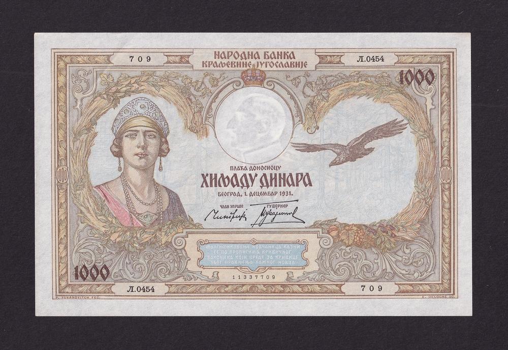 Югославия 1931г 1000 Динар UNC (Pick 29) 709