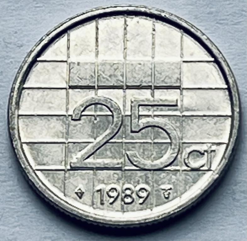 НИДЕРЛАНДЫ 25 ЦЕНТОВ 1989 ГОД (А)