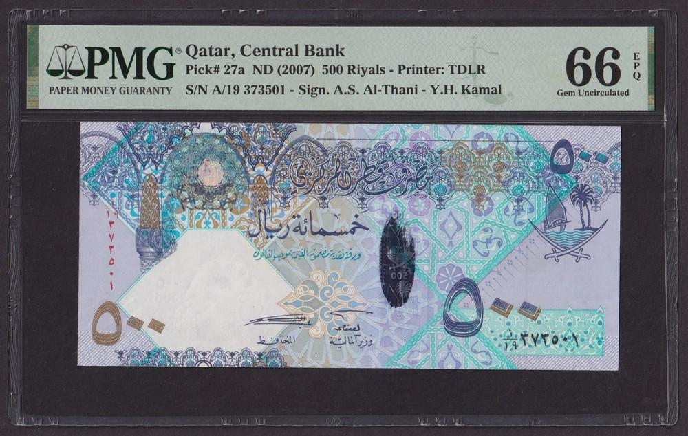 Катар 2007г 500 Риалов UNC (Pick 27а) слаб PMG-66 EPQ (373501)
