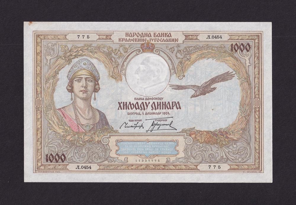Югославия 1931г 1000 Динар UNC (Pick 29) 775