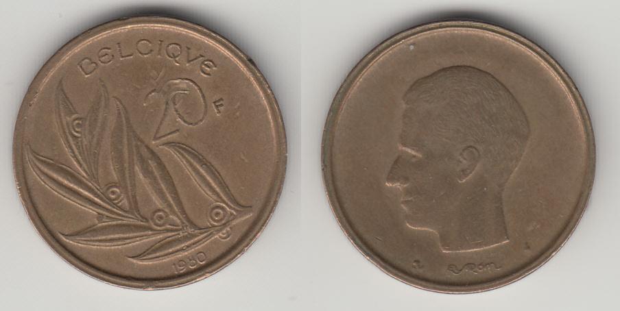 Бельгия 20 франков 1980 Belgique М