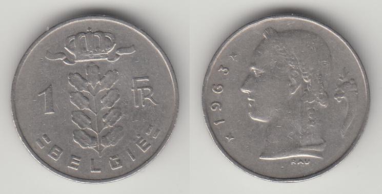 Бельгия 1 франк 1963 Belgie М