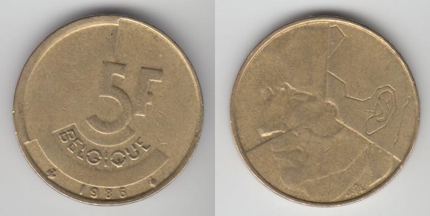 Бельгия 5 франков 1986 Belgique М