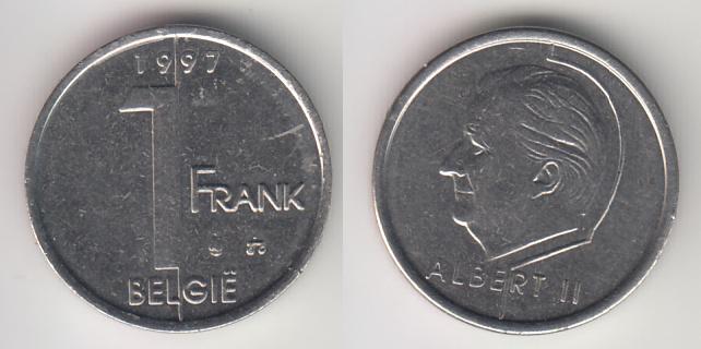 Бельгия 1 франк 1997 Belgie М