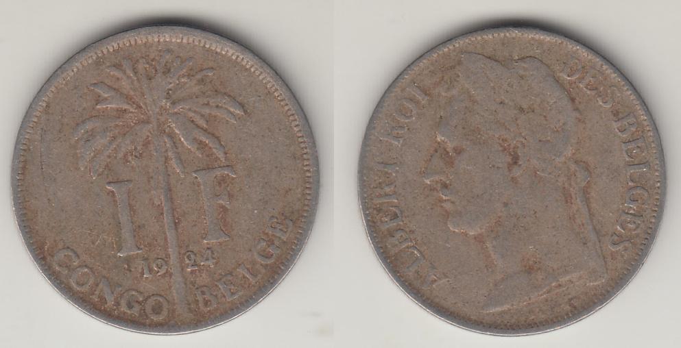 Бельгийское Конго 1 франк 1924 Des Belges _1
