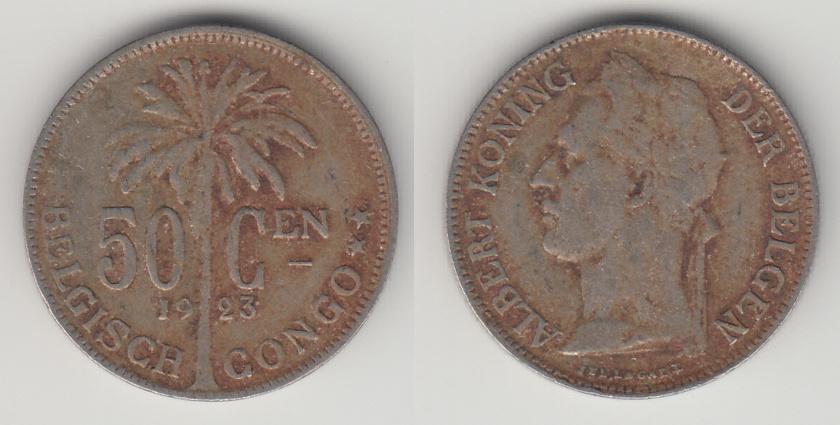 Бельгийское Конго 50 сантимов 1923 Der Belgen
