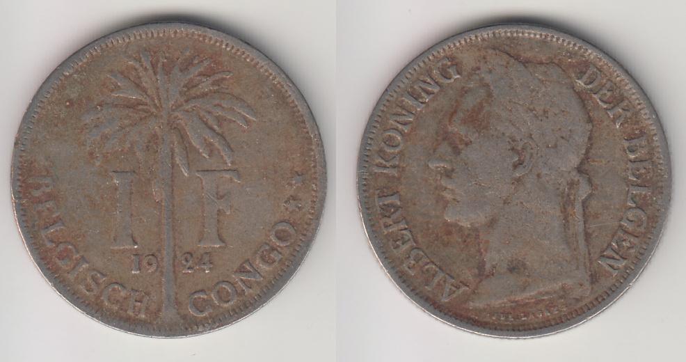 Бельгийское Конго 1 франк 1924 Der Belgen