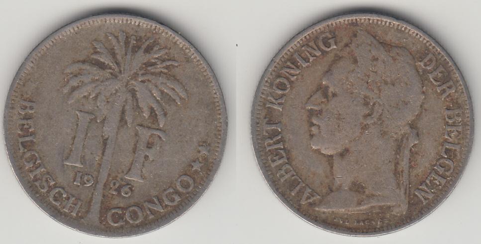 Бельгийское Конго 1 франк 1926 Der Belgen