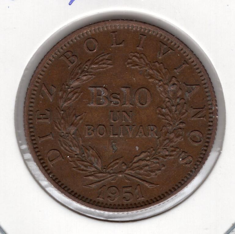 10 боливиано - Боливия - 1951