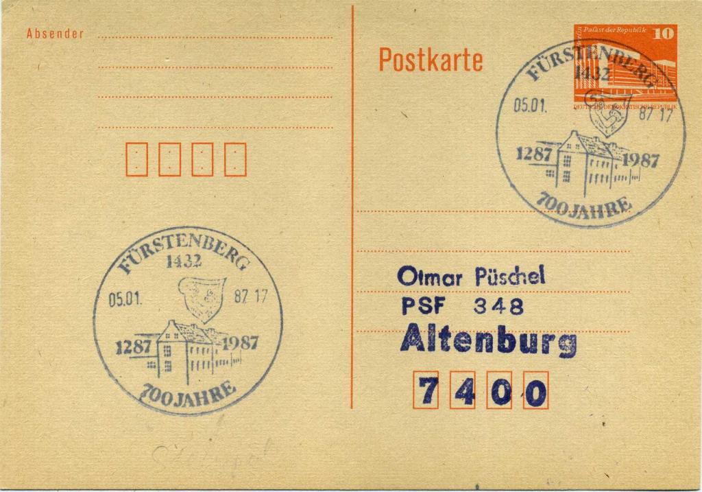 Германия ГДР (К2283) ПК СГ Города Гербы Геральдика Архитектура 1987 История