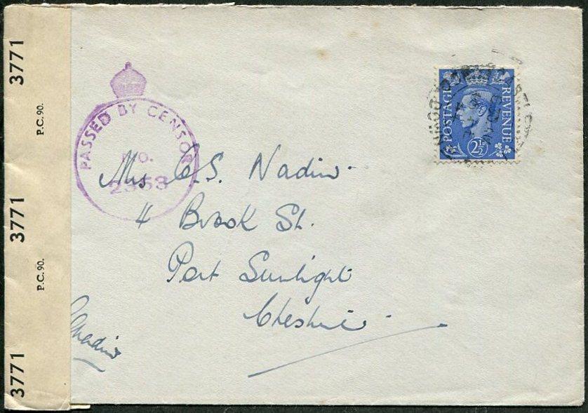 Северная Ирландия 1944 шт. CASTLEWELLAN / DOWN военная + гражданская цензура ВМВ конверт ⇒ Англия