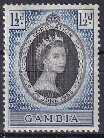 Гамбия. 1953. Коронация Елизаветы II. 1½ пенса. Негашёная