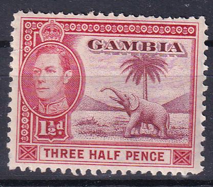 Гамбия. 1938. Слон. 1½ пенса. Чистая