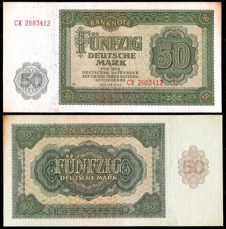 Германия 50 марок 1948 год. аUNC