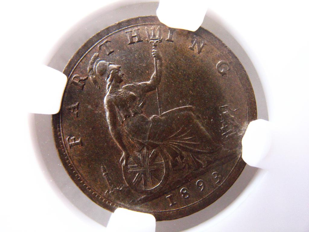 фартинг 1893 года Великобритания MS 62 BN слаб ННР