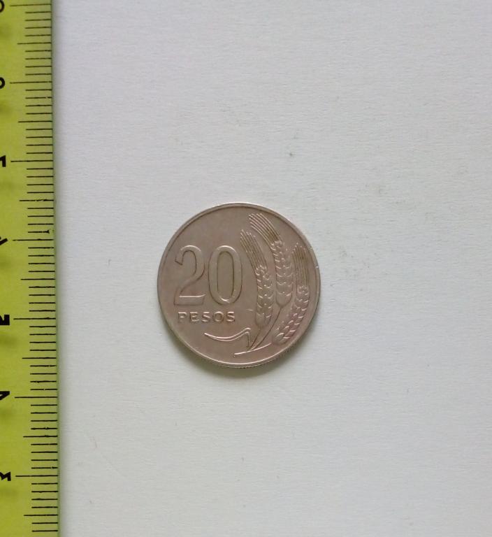 Уругвай 20 песо 1970 год