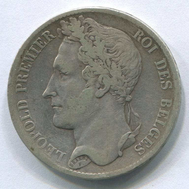БЕЛЬГИЯ 5 ФРАНКОВ 1833 VF