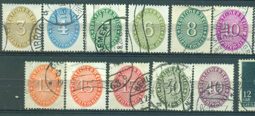 Германия 1927-31 г. стандарт служебные марки набор гашеная