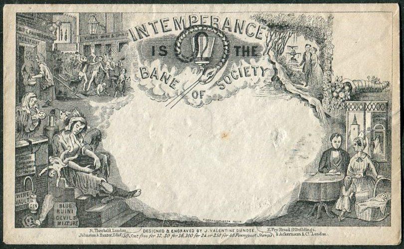 Великобритания 1840-е Англия иллюстрированный конверт подражание Малреди карикатура Пороки общества