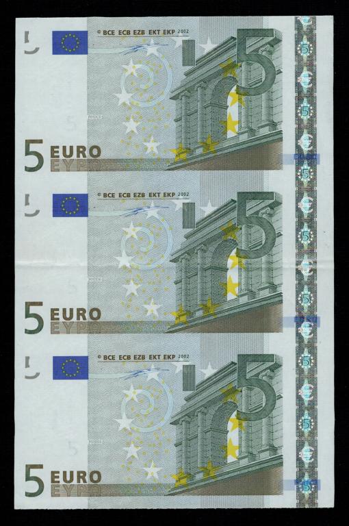 5 Евро лист из 3 банкнот