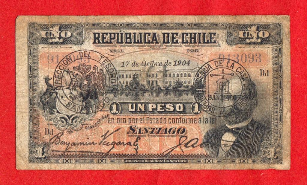 Чили, 1 песо, 1904, 913093, Президент Занарту, РЕДКОСТЬ, RRR!!!