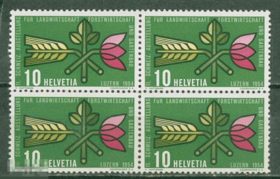 Швейцария 1954 Mi# 593 квартблок MNH