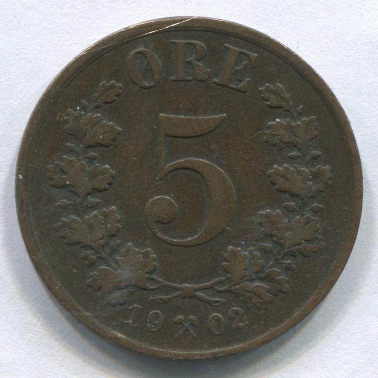 НОРВЕГИЯ 5 ЭРЕ 1902 VF