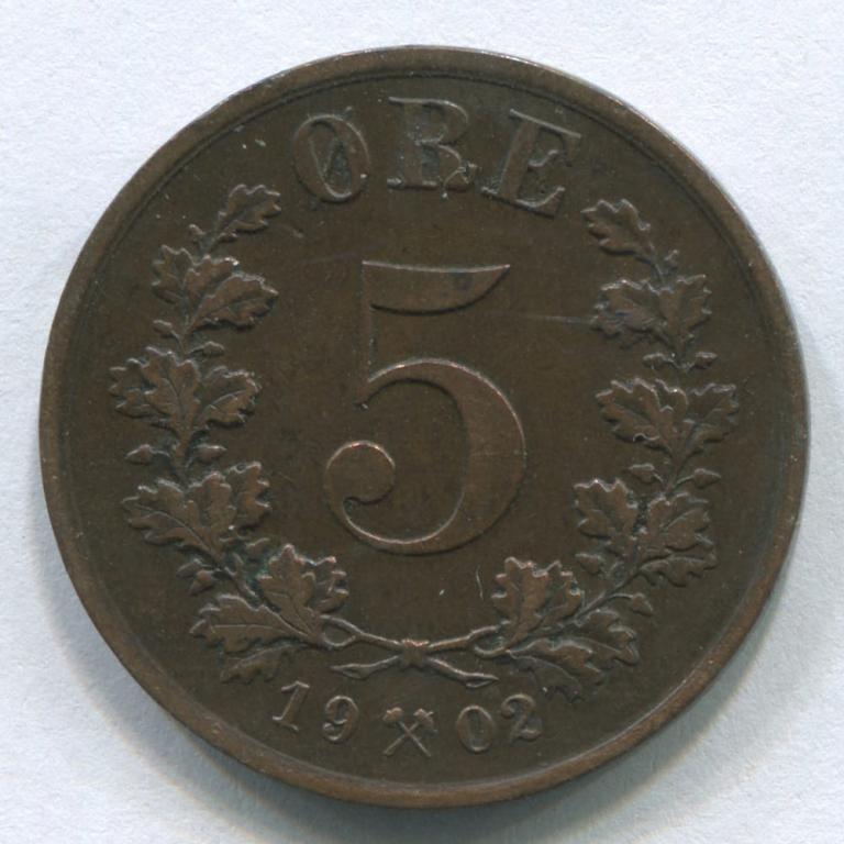 НОРВЕГИЯ 5 ЭРЕ 1902 AUNC/XF