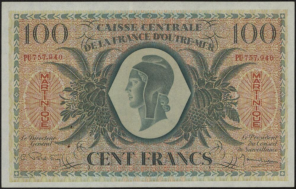 Мартиника. 100 франков 1944 г.