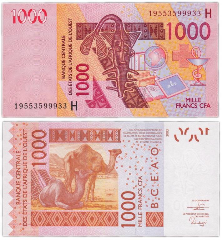Западно-Африканские штаты (Нигер) 1000 франков 2003 (2019) год. UNC