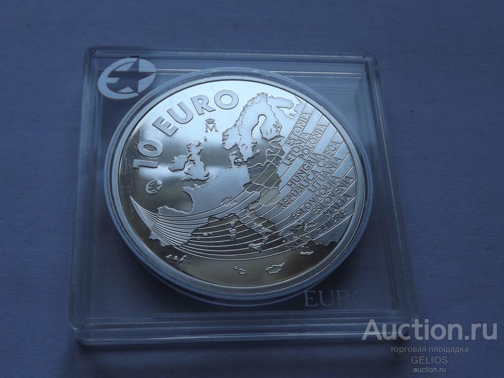 Испания 10 евро 2004 Серебро 925 Хуан Карлос I Расширение ЕвроСоюза Родная!!! КвадроКапсула!!