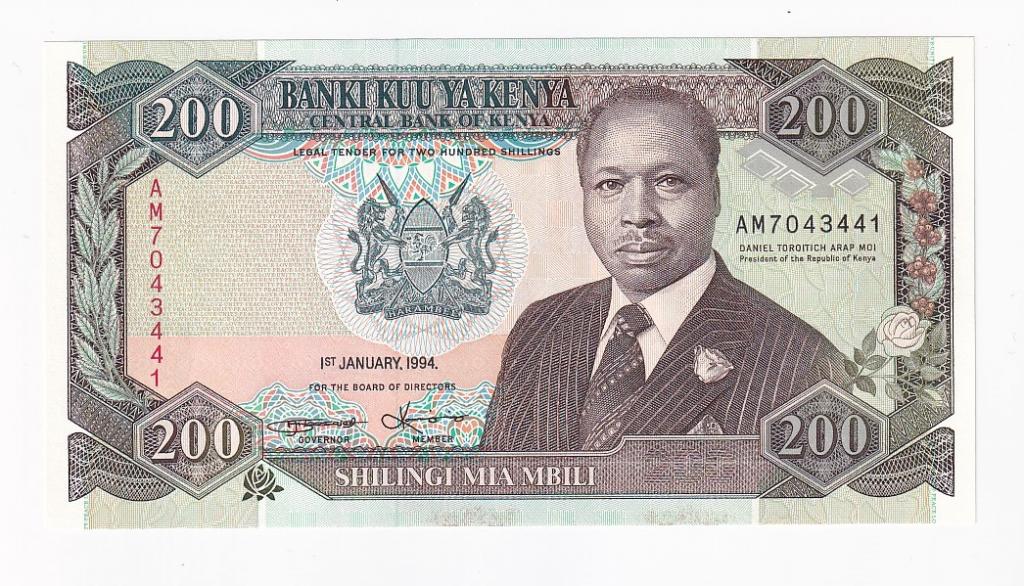 Кения Банкнота 200 шиллингов 1994 год АМ7043441 UNC (41700)