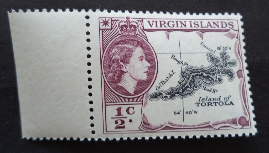 Британские Виргинские о-ва 1956 г. карта 1/2с. поле  **   Л.44