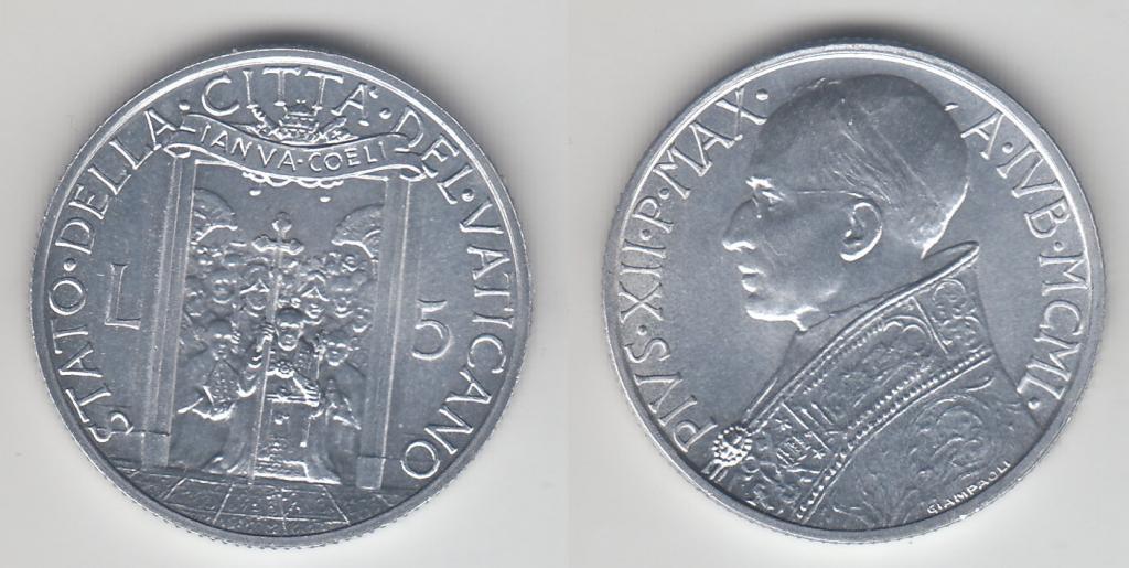Ватикан 5 лир 1950 М