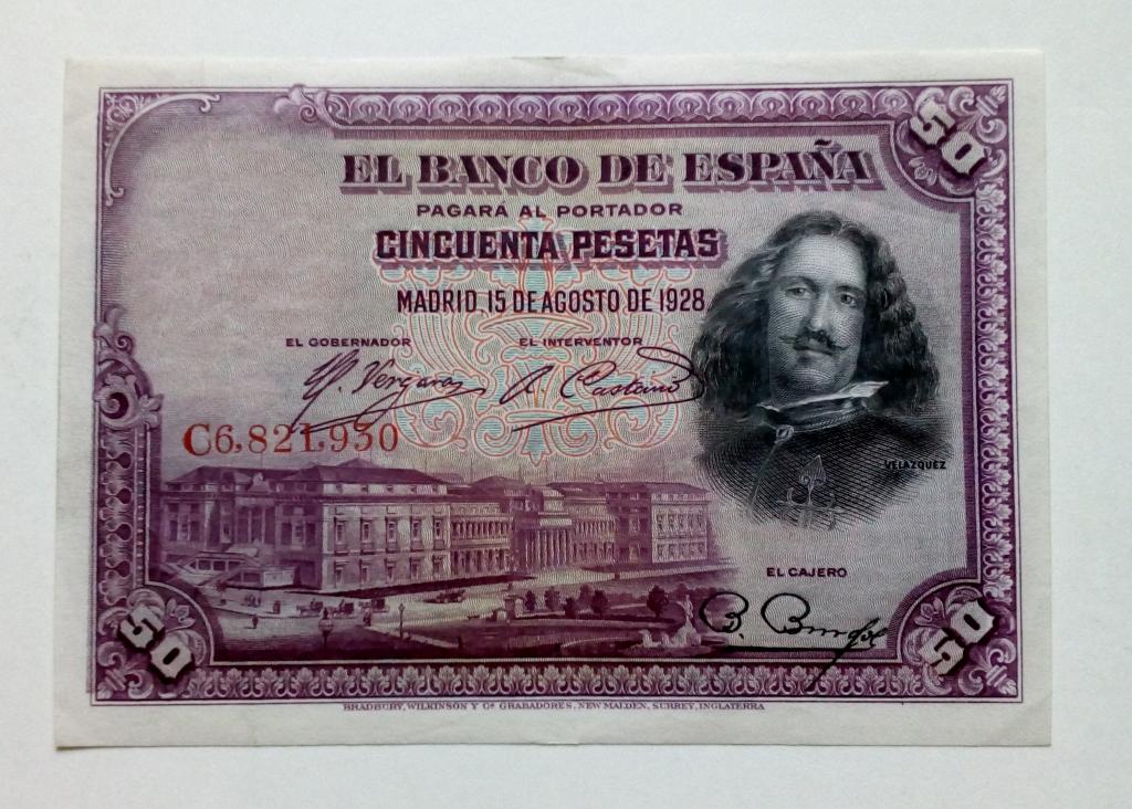 Испания 50 песет 1928 год XF